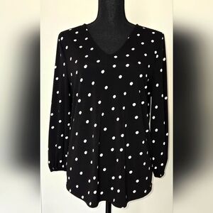 Adrianna Papell Polka Dot Long Sleeve Top